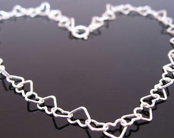 Sterling Silver Hearts Bracelet, Kids and Adult Sizes