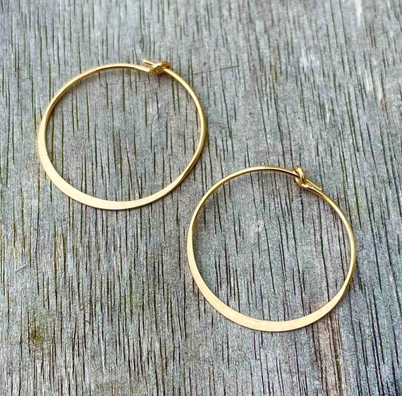 Hammered Gold Hoop Earrings 14K Gold Filled Hoops Gold 