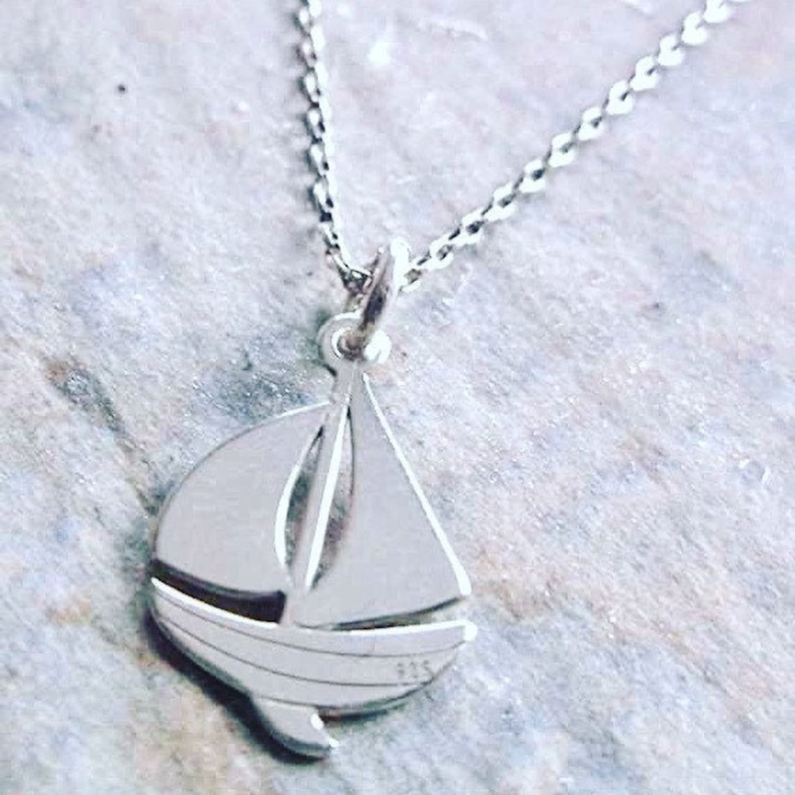 Silver Sailing Boat Pendant Necklace Silver Yacht Charm Etsy