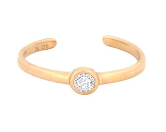 Anello per alluce in oro 9 carati con zirconi cubici - Regolabile