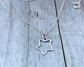 Sterling Silver Star Silhouette Pendant Necklace, Gifts for her, Boho Jewellery