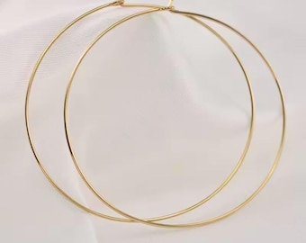 50 mm große 14K Gold Filled Creolen: Dünne 50 mm Creolen