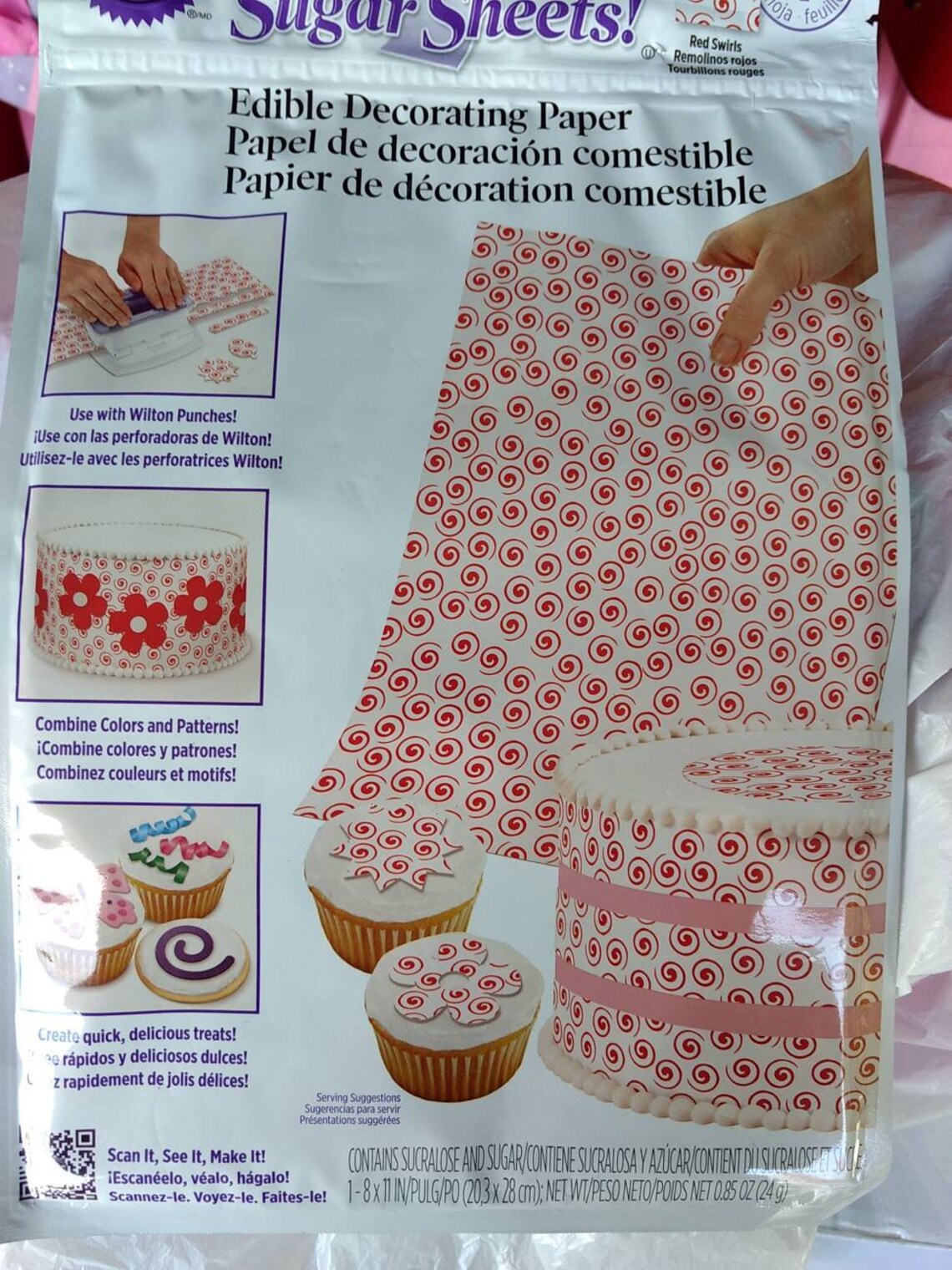 Wilton sugar sheets edible decorating paper red swirls Etsy