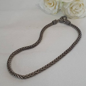 Vintage sterling silver wheat chain toggle clasp necklace 60.15 grams