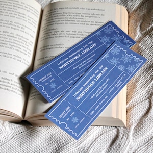 Marque-page « Bibliothèque du Pôle Nord » aux couleurs chaleureuses | imprimé des deux côtés | cadeau minimaliste pour les lecteurs | accessoires de lecture simples