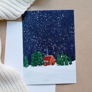 Cartão de Natal A6 “Tempestade de Neve” | Decoração de parede para esposa, namorada, família | Presente para ela | Casa de gengibre | Cartão de férias