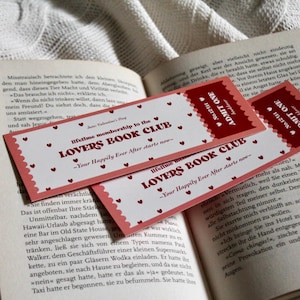 Grazioso segnalibro "Lovers Book Club" | stampato su entrambi i lati | Design accogliente per biglietti da visita | Accessori per la lettura | Femminile | Relazione | Ragazza