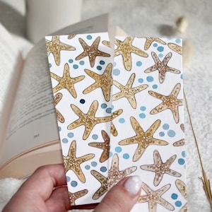 Marque-page fait main « Étoile de mer » en aquarelle | conçu d'un seul côté | cadeau d'anniversaire unique | Accessoires de lecture