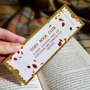 Marque-page "Cosy Ticket" aux couleurs d'automne | imprimé des deux côtés | cadeau minimaliste pour les lecteurs | accessoires de lecture simples