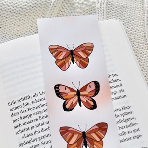 Marque-page "Papillons Roses" avec des papillons délicats | imprimé des deux côtés | mat | accessoires de lecture romantiques et mignons | Fille
