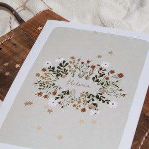 A4 Personalisiertes Geschenk für Jahrestag oder Geburtstag | florale Illustration | Gastgeschenk für Taufe | Teenager | Muttertag | Mädchen
