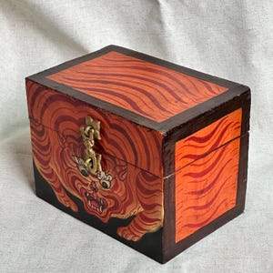 Tibetan Spiritual Keepsake Box, Hand-Painted Protective Tiger Spirit Chest, One of a Kind