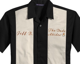 The Dude Abides Embroidered Bowling Shirt, With Custom Name