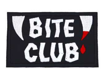 Bite Club 4.0" inch Iron On/Sew On Embroidered Patch, Vampire and Horror