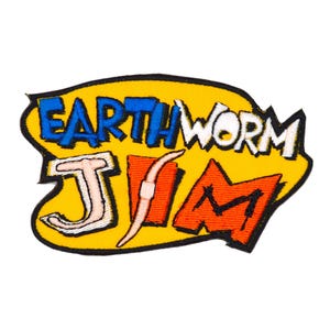 Earthworm Jim 4-calowa naszywka do naszycia i prasowania; klasyczna gra wideo, retro platformówka z lat 90.