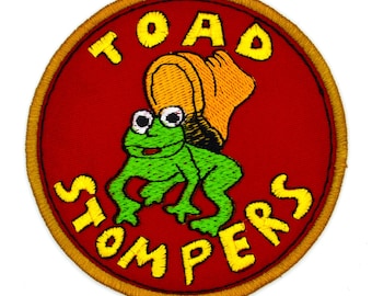 Parche bordado de 8,9 cm para planchar o coser de Toad Stompers, reproducción de la película "El infierno llega a Frogtown"