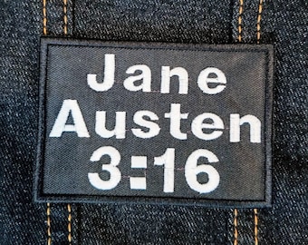 Jane Austen 3:16 écusson brodé à repasser/coudre 3,5 pouces, lutte et humour littéraire