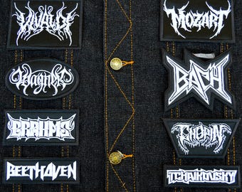 ヘビーメタルスタイルのクラシック音楽作曲家 4インチ刺繍パッチ 8パッチバンドル