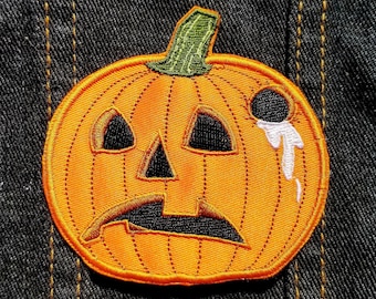 Jackin' Lantern 3.25" inch Iron On/Sew On Embroidered Patch for Halloween, Horror Fans, and Goth Punks