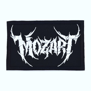 Patch bordado de 4&quot; para passar a ferro/costurar, estilo heavy metal de Mozart, produtos de banda de compositores de música clássica