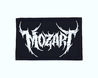 Parche bordado termoadhesivo de 10 cm estilo heavy metal de Mozart, para planchar o coser, para banda de compositores de música clásica.