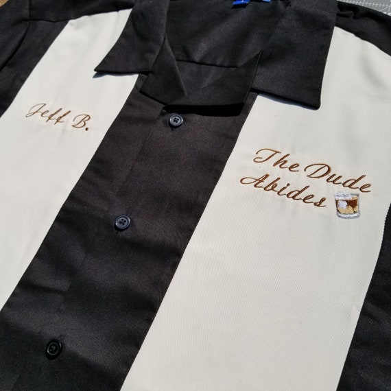 Chemise bowling brodée The Dude Abides, avec nom personnalisé, inspirée de The Big Lebowski - France