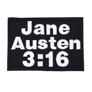 Jane Austen 3:16 3.5" inch Iron On/Sew On Embroidered Patch, Wrestling and Literary Humor