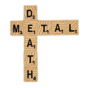 Death Metal Scrabble Words 4.75" inch Iron On/Sew On Embroidered Patch for Headbangers