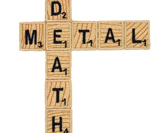 Écusson brodé Death Metal Scrabble mots 4,75 pouces à repasser/coudre pour headbangers