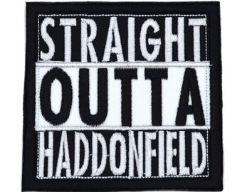 Parche bordado de película de terror Straight Outta Haddonfield de 3 pulgadas para planchar o coser