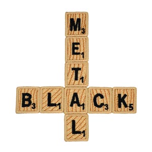 Black Metal Scrabble Words 4.5" inch Iron On/Sew On Embroidered Patch for Headbangers