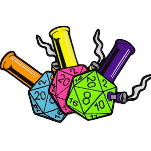 Critical Hits D20 Waterpipe 5" Iron On/Sew On Embroidered Patch