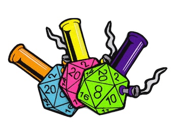 Parche bordado Critical Hits D20 Waterpipe de 5 pulgadas para planchar o coser