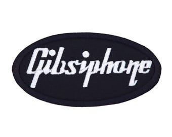 Parche bordado de Gibson de 4 pulgadas para planchar o coser. Parodia de Gibson y Epiphone para fanáticos de la guitarra.
