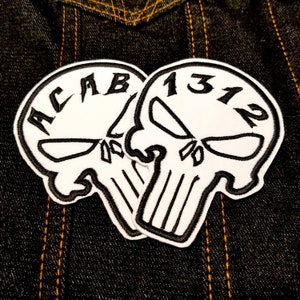 Parche bordado ACAB/1312 Punisher de 4&quot;, para coser o planchar