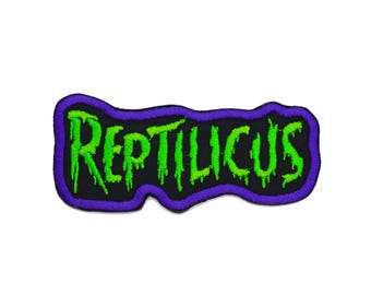 Parche bordado Reptilicus de 9,5 cm para planchar o coser, de la película clásica de monstruos Kaiju