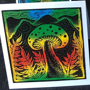 Cartes de champignons faites à la main et cartes de fougère