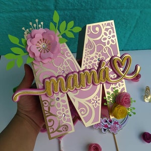 Silhueta de arquivo fofo de carta 3D para o dia das mães