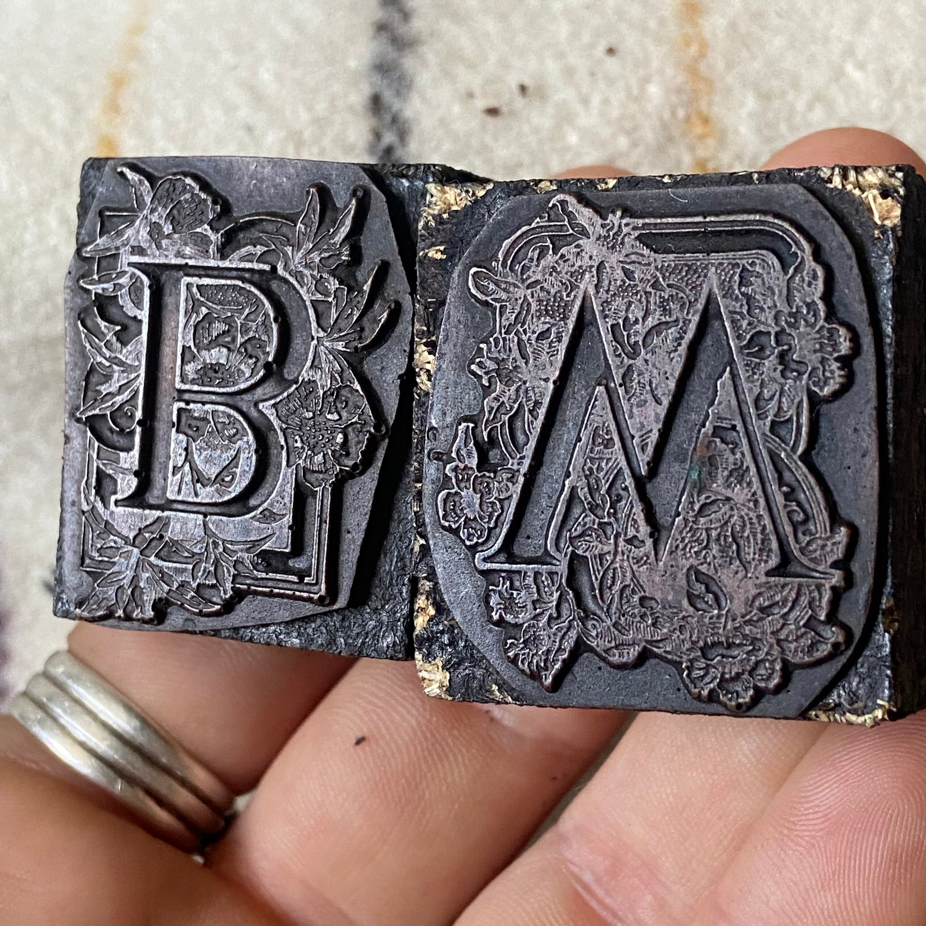 Antique Copper Wooden Printing Blocks Letters B M Letterpress Adana