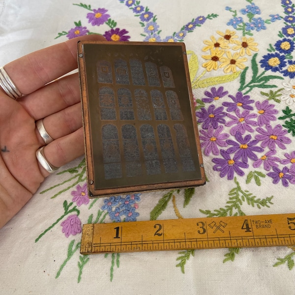 RARE Vintage Antique Letterpress Printing Block Stained Glass Window Religious Church Christianity