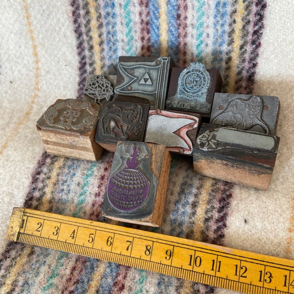RARE Original Vintage Antique Letterpress Printing Blocks Logos 1920s - 1950s