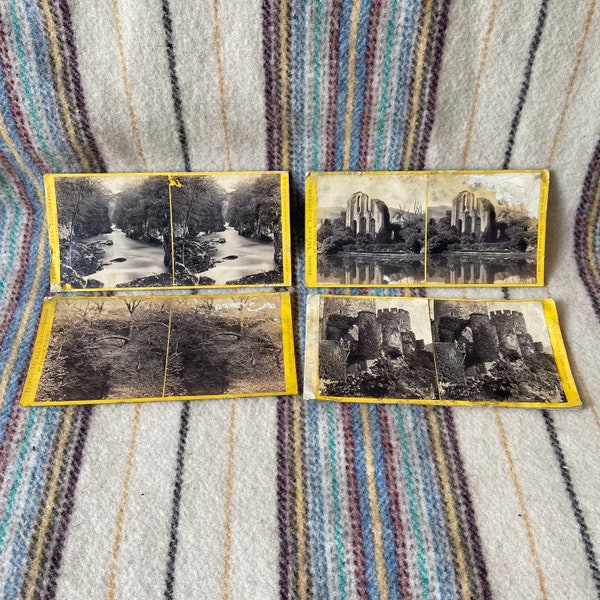 4 x RARE Antique Victorian Stereoview Stereoscope Photographs North Wales Illustrated