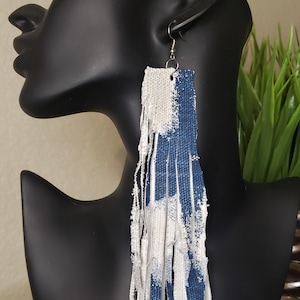 Statement earrings, fabric earrings, bold earrings, trendy earrings, handmade earrings, stylish earrings, long earrings