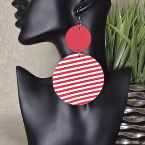 Statement earrings,  bold earrings,  stylish earrings,  gift for her. Wooden earrings,  fabric earrings,  fashion earrings