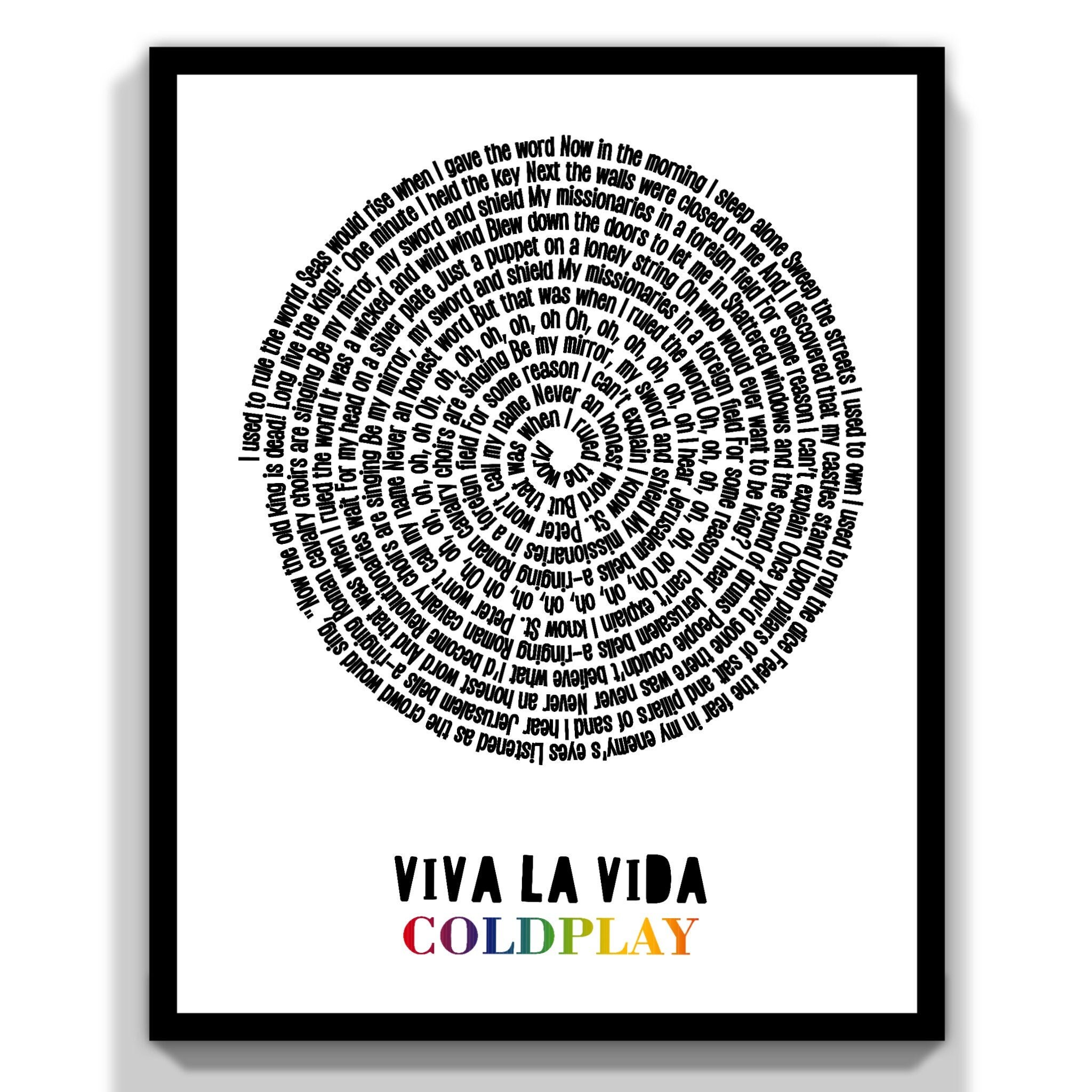 Coldplay Viva LA Vida Indie Music Song Lyrics Unframed Art Etsy UK