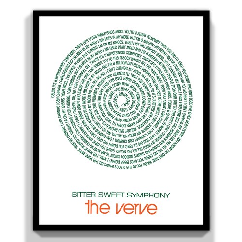 The Verve Poster Song Lyrics Print Bitter Sweet Symphony Etsy UK