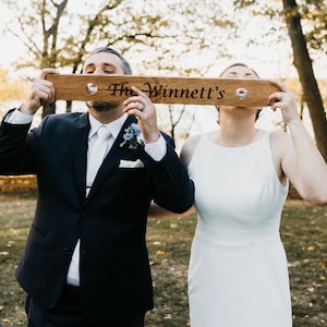 Personalized Wedding Shot Board/Ski, Two-Person Rustic Ski for Weddings, Vacations, Celebrations, and More. W/Two Glass Shot Glasses.