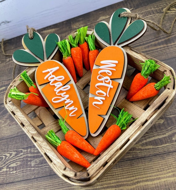 Personalized Easter Basket Tag: Engraved Carrot Name Tag