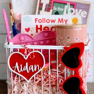 Valentines Day Heart Tags | Valentines Basket | Valentines for Kids | Personalized Name Tag | Valentine Heart | Gift Tag