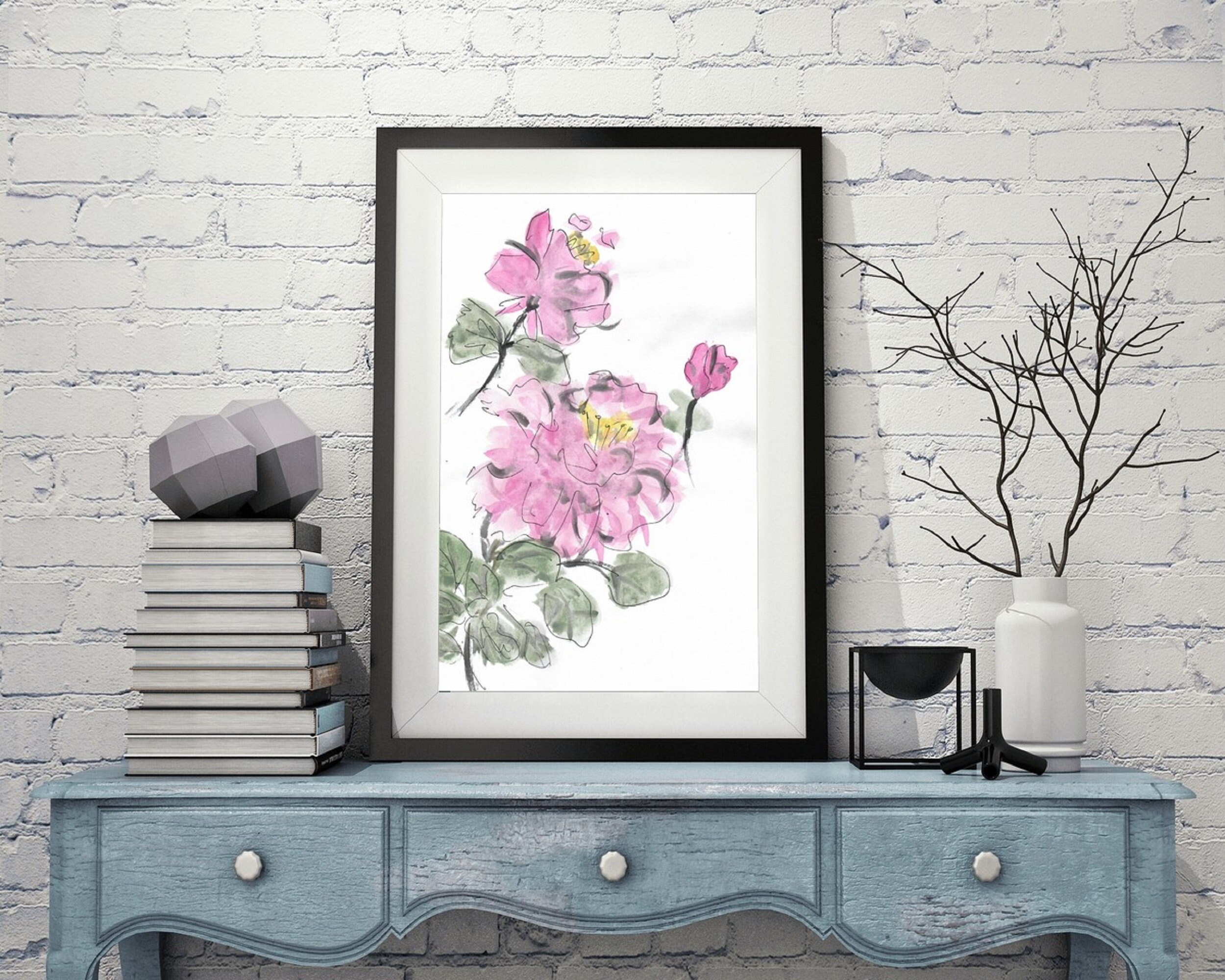 Peony Wall Art Floral Wall Art Watercolor Print Floral Art Etsy